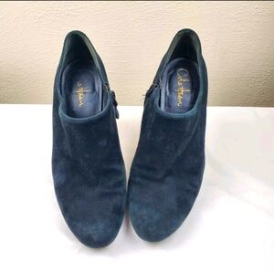 Womens Cole Haan Black Suede Dress High Heel Short Zipper Side Booties S…‎